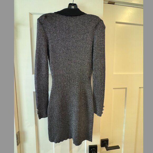 Retrofete Mimi Rib Knit Dress Metallic Black and Silver, Size Small - Picture 7 of 8